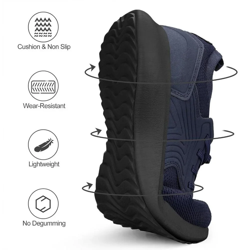 Women's Athletic Running Sneakers Shoes Navy Blue Low Top Lace-Up